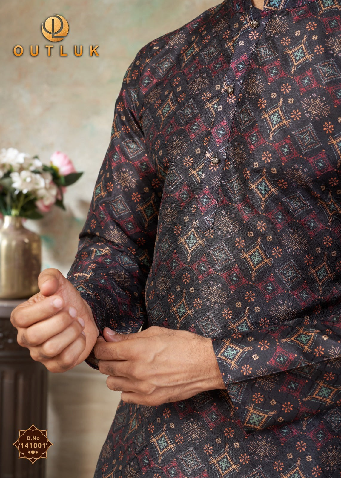 141001 Vol 141 Outluk Premium Silk Mens Kurta Pyjama