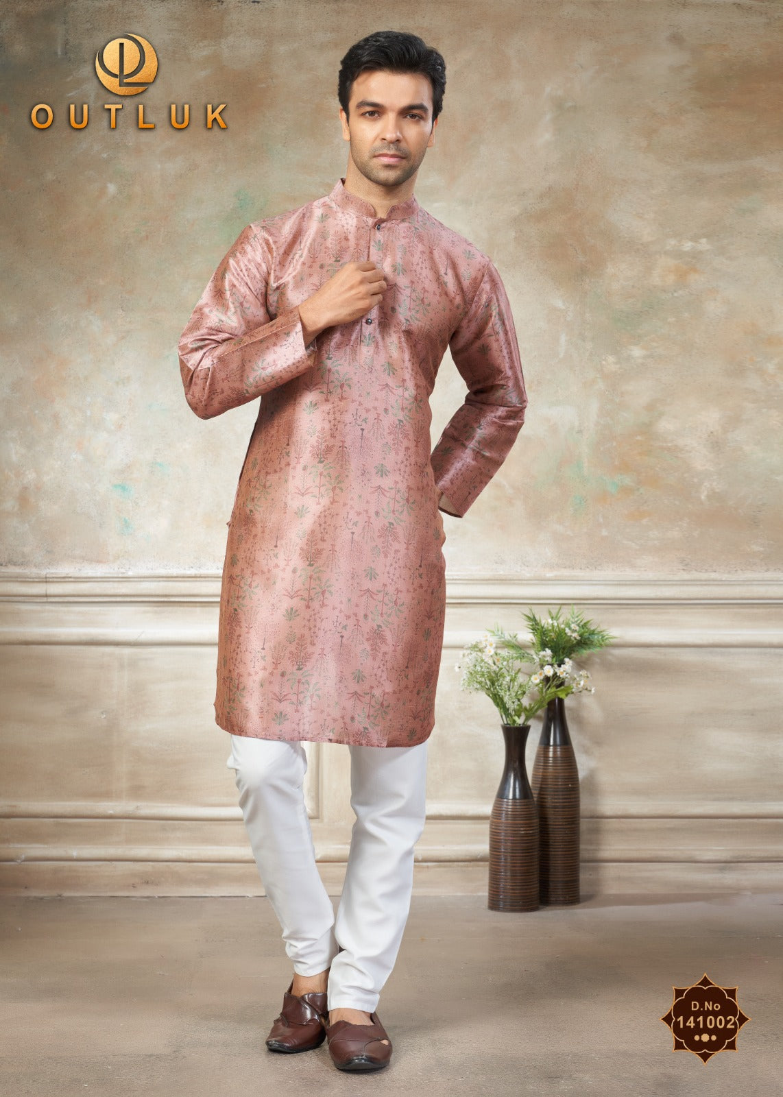 141002 Vol 141 Outluk Premium Silk Mens Kurta Pyjama