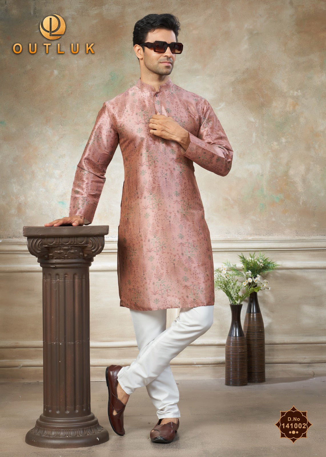 141002 Vol 141 Outluk Premium Silk Mens Kurta Pyjama