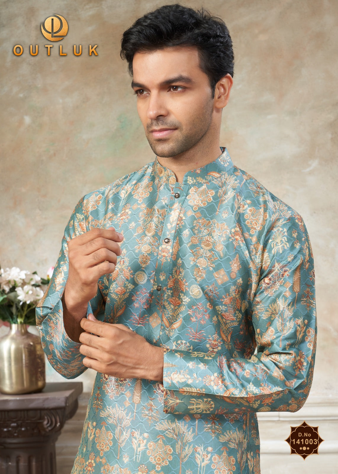 141003 Vol 141 Outluk Premium Silk Mens Kurta Pyjama