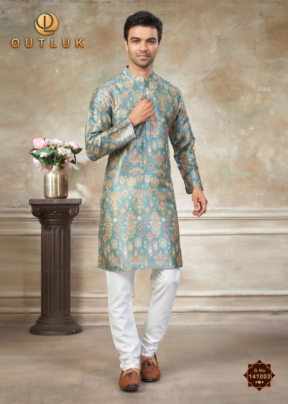 141003 Vol 141 Outluk Premium Silk Mens Kurta Pyjama