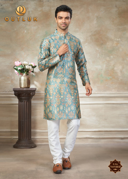 141003 Vol 141 Outluk Premium Silk Mens Kurta Pyjama