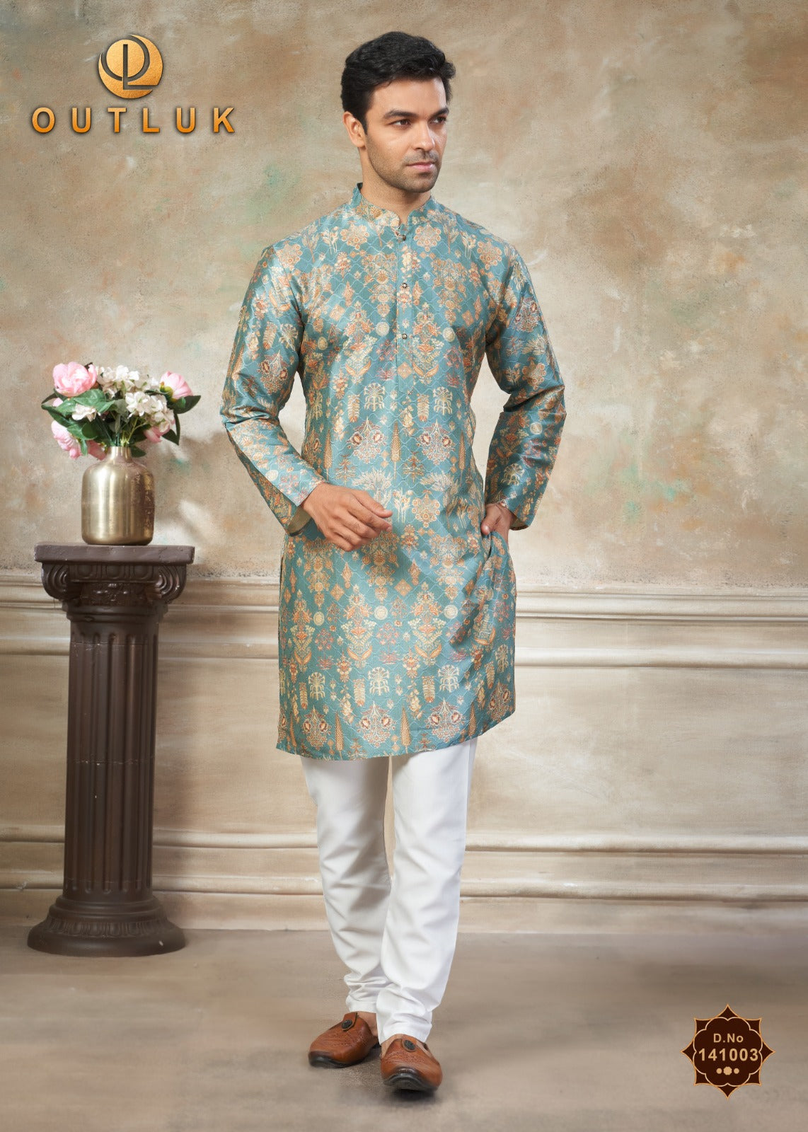 141003 Vol 141 Outluk Premium Silk Mens Kurta Pyjama