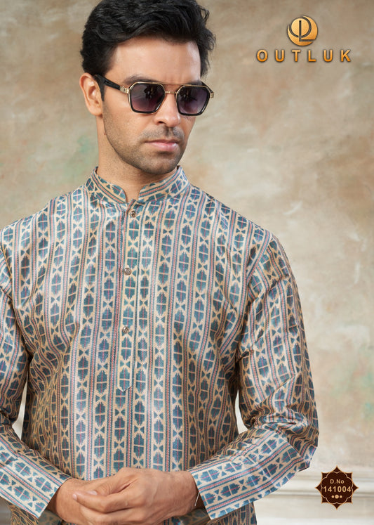 141004 Vol 141 Outluk Premium Silk Mens Kurta Pyjama
