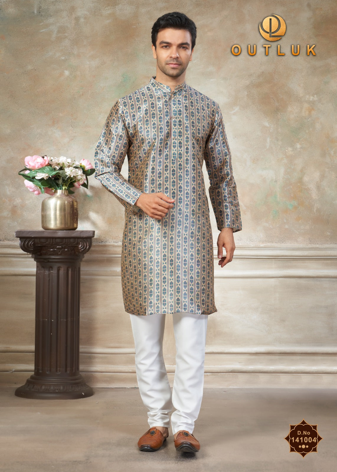 141004 Vol 141 Outluk Premium Silk Mens Kurta Pyjama