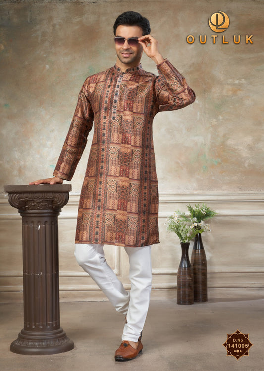 141005 Vol 141 Outluk Premium Silk Mens Kurta Pyjama