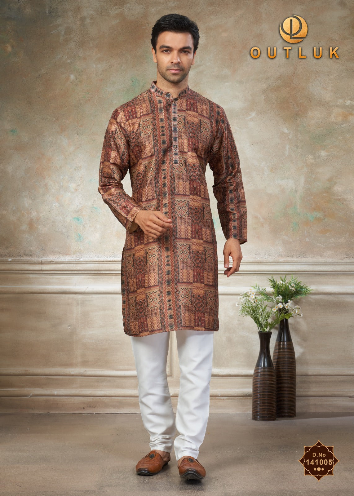 141005 Vol 141 Outluk Premium Silk Mens Kurta Pyjama