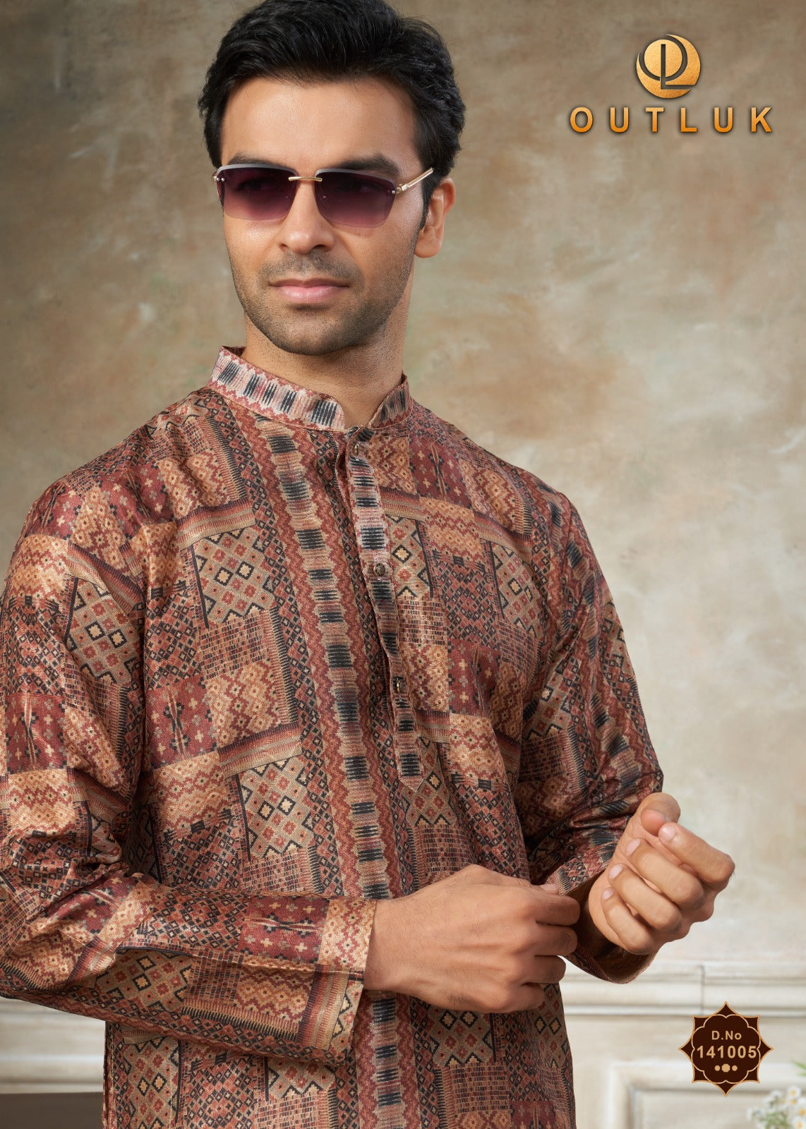 141005 Vol 141 Outluk Premium Silk Mens Kurta Pyjama