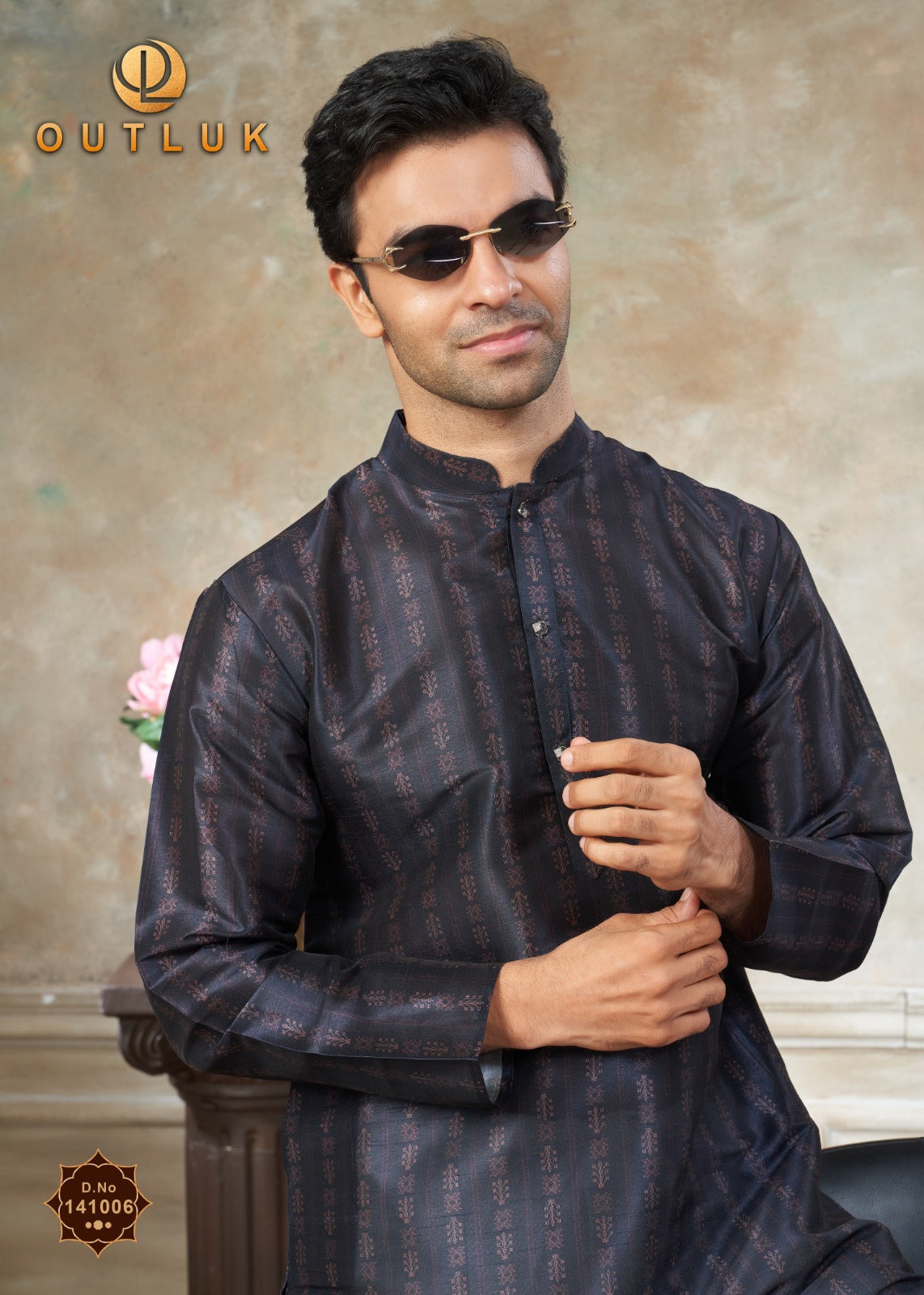 141006 Vol 141 Outluk Premium Silk Mens Kurta Pyjama