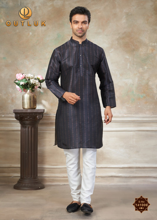 141006 Vol 141 Outluk Premium Silk Mens Kurta Pyjama