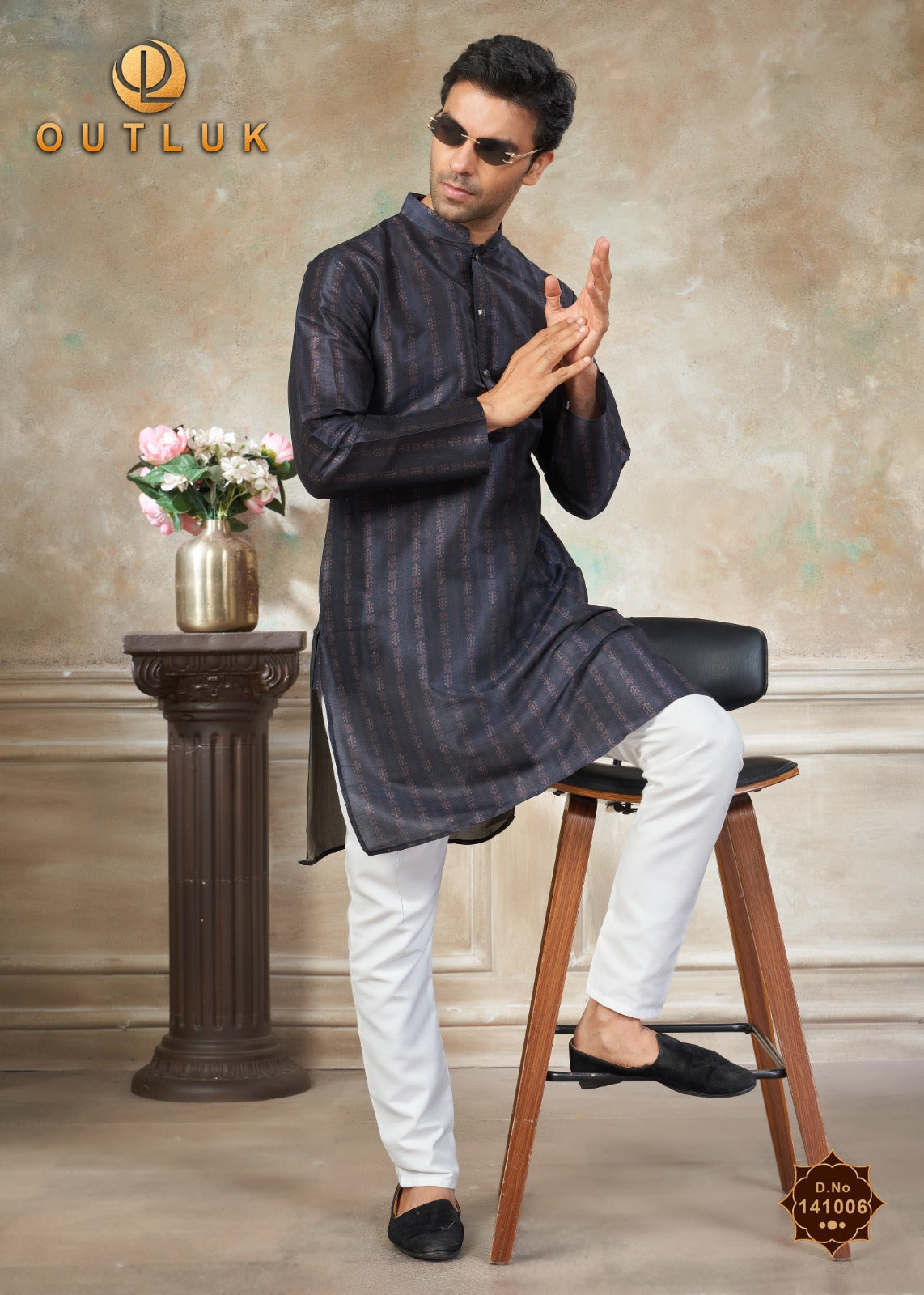 141006 Vol 141 Outluk Premium Silk Mens Kurta Pyjama