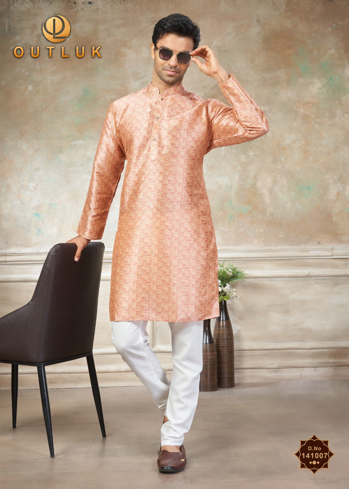 141007 Vol 141 Outluk Premium Silk Mens Kurta Pyjama