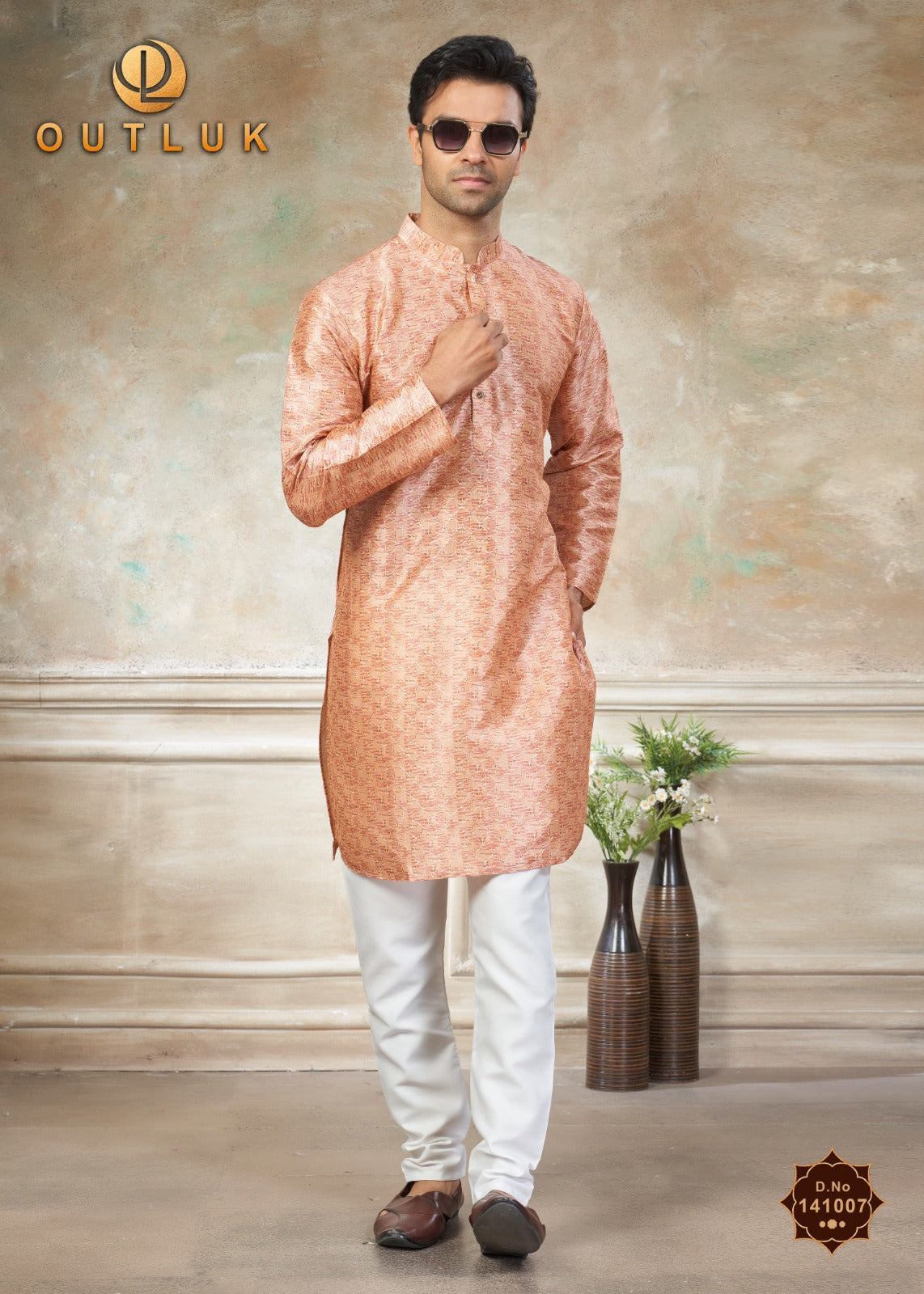 141007 Vol 141 Outluk Premium Silk Mens Kurta Pyjama