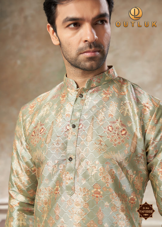 141008 Vol 141 Outluk Premium Silk Mens Kurta Pyjama