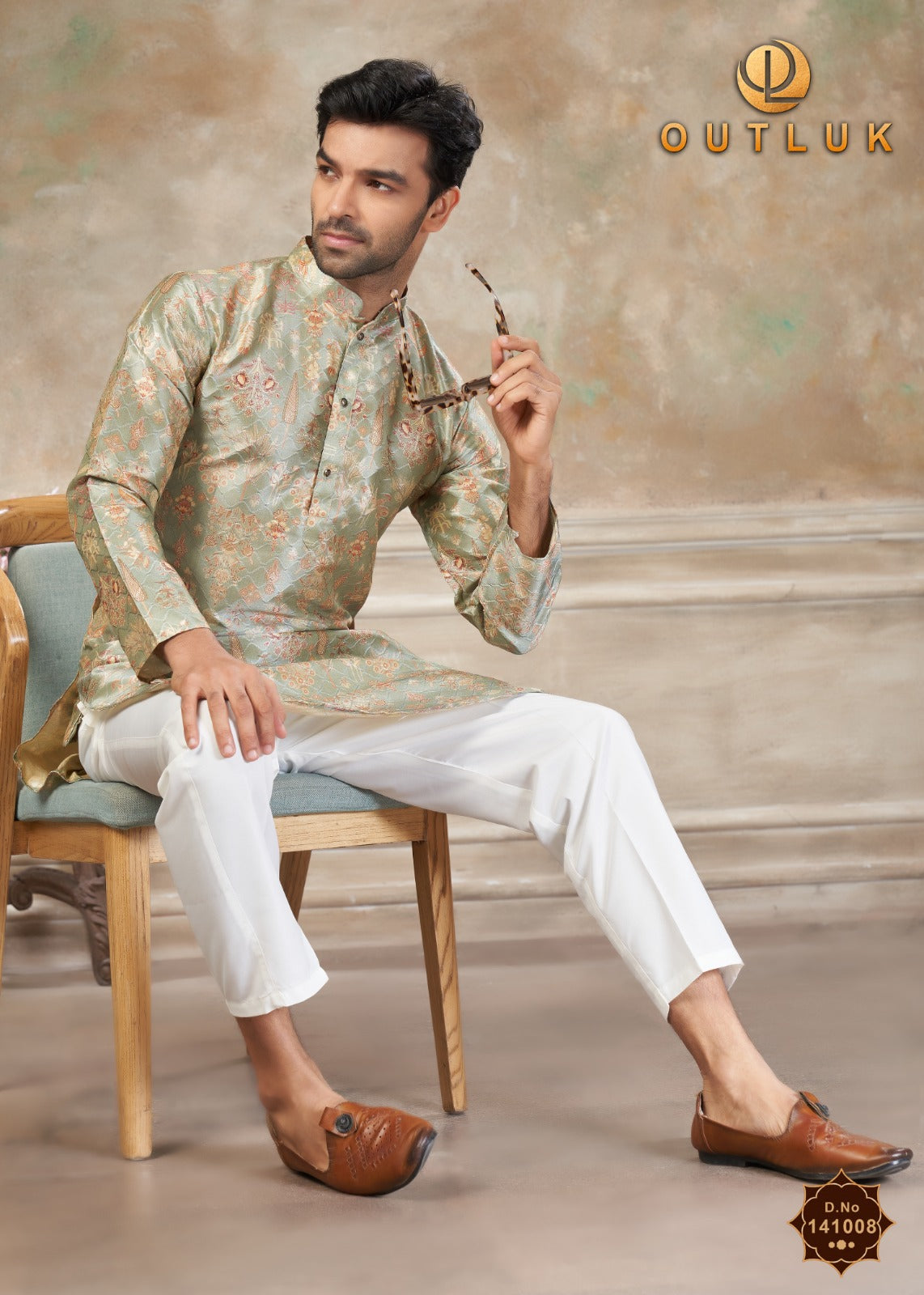 141008 Vol 141 Outluk Premium Silk Mens Kurta Pyjama