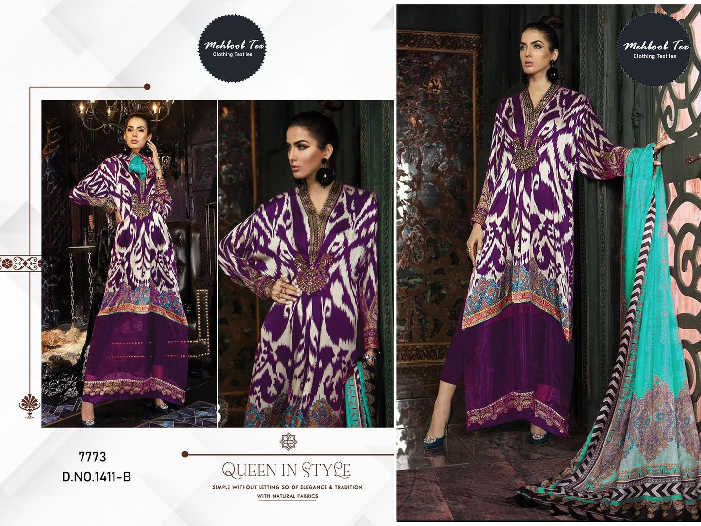 1411-B Mehboob Tex Printed Pakistani Patch Suits