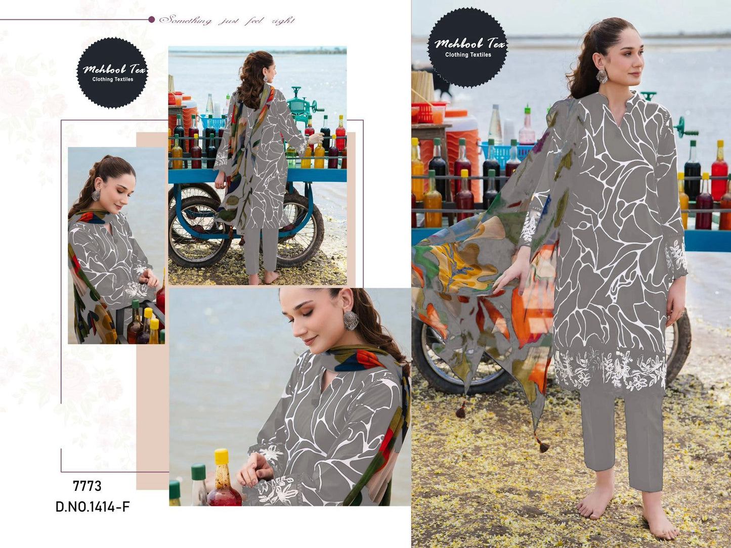 1414-F Mehboob Tex Printed Pakistani Patch Suits