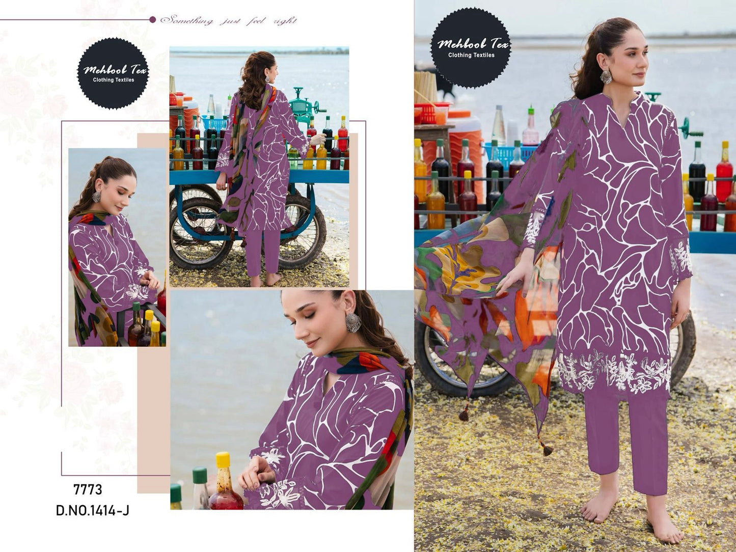 1414-J Mehboob Tex Printed Pakistani Patch Suits