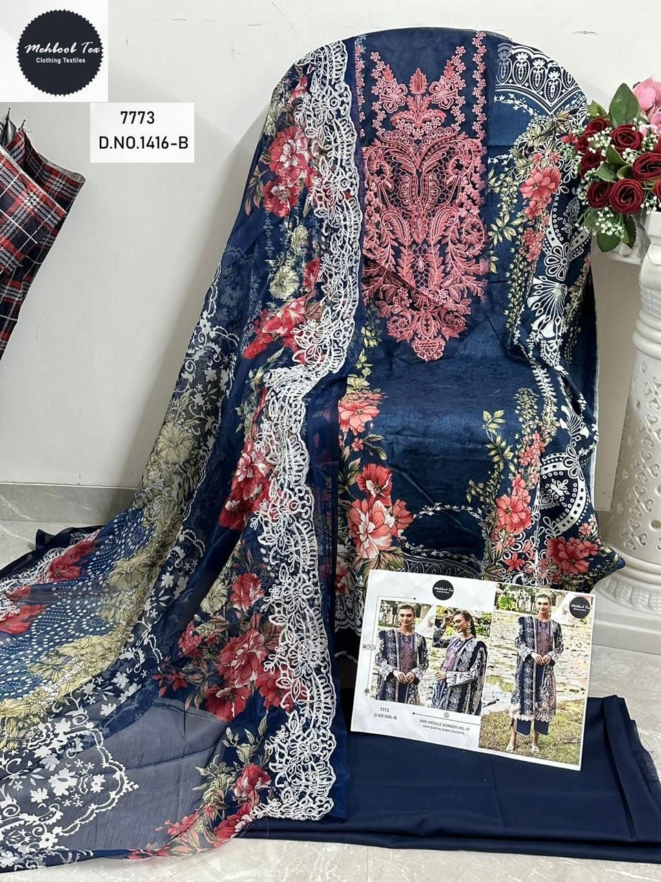 1416-B Jade Needle Wonder Vol 21 Mehboob Tex Cotton Pakistani Patch Suits