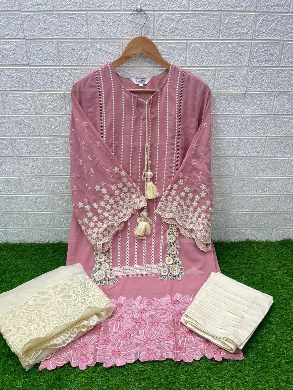 1416 Peach Laxuria Trendz Handwork Pakistani Readymade Suits