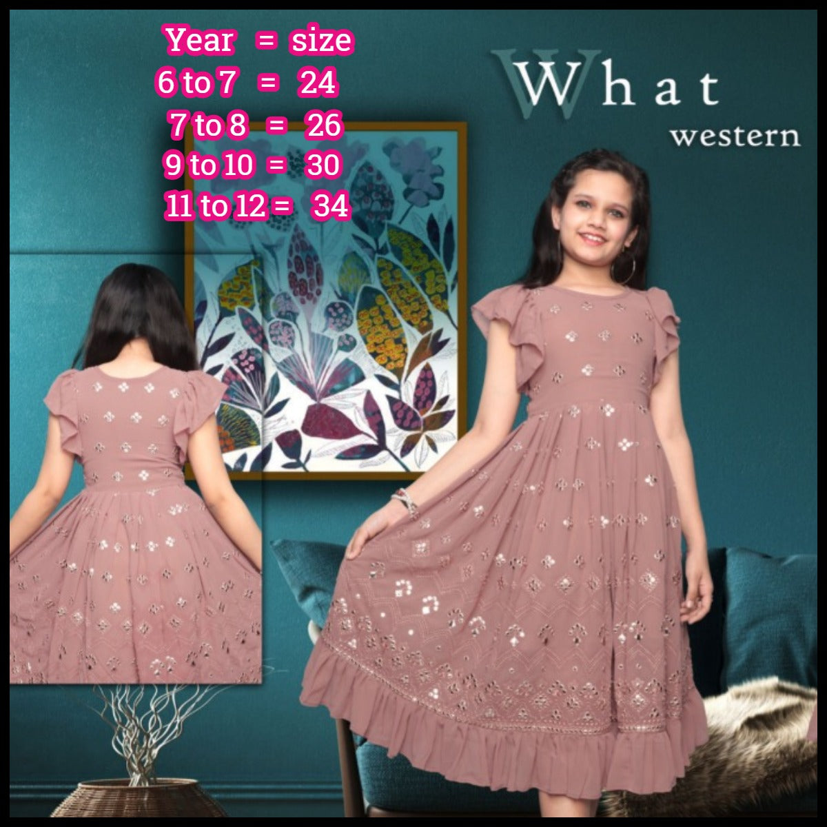 What Peach Adm Girls Western Dress