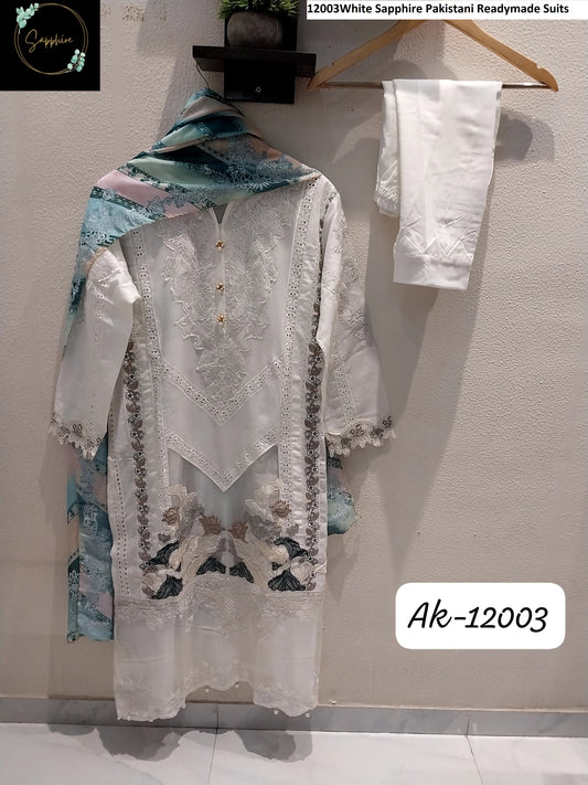 12003White Sapphire Pakistani Readymade Suits