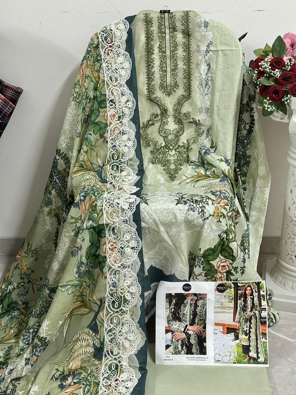 1417A Jade Needle Wonder 21 Mehboob Tex Embroidery Pakistani Patch Suits