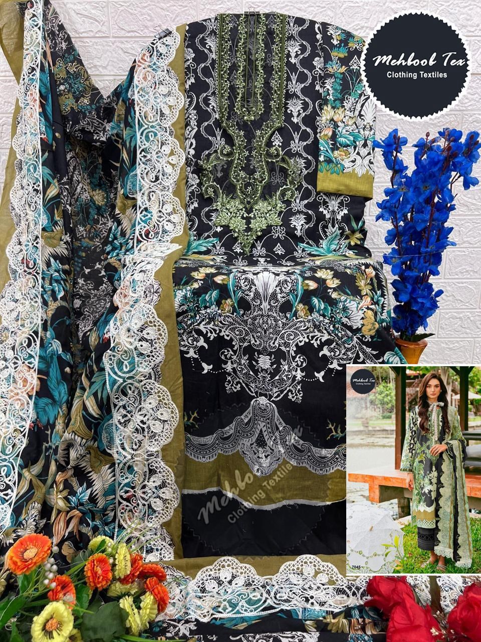 1417B Jade Needle Wonder 21 Mehboob Tex Embroidery Pakistani Patch Suits