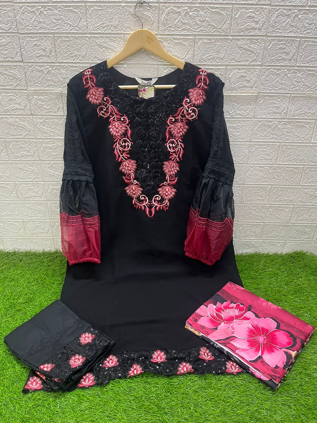 1418 Red Laxuria Trendz Embroidered Pakistani Readymade Suits