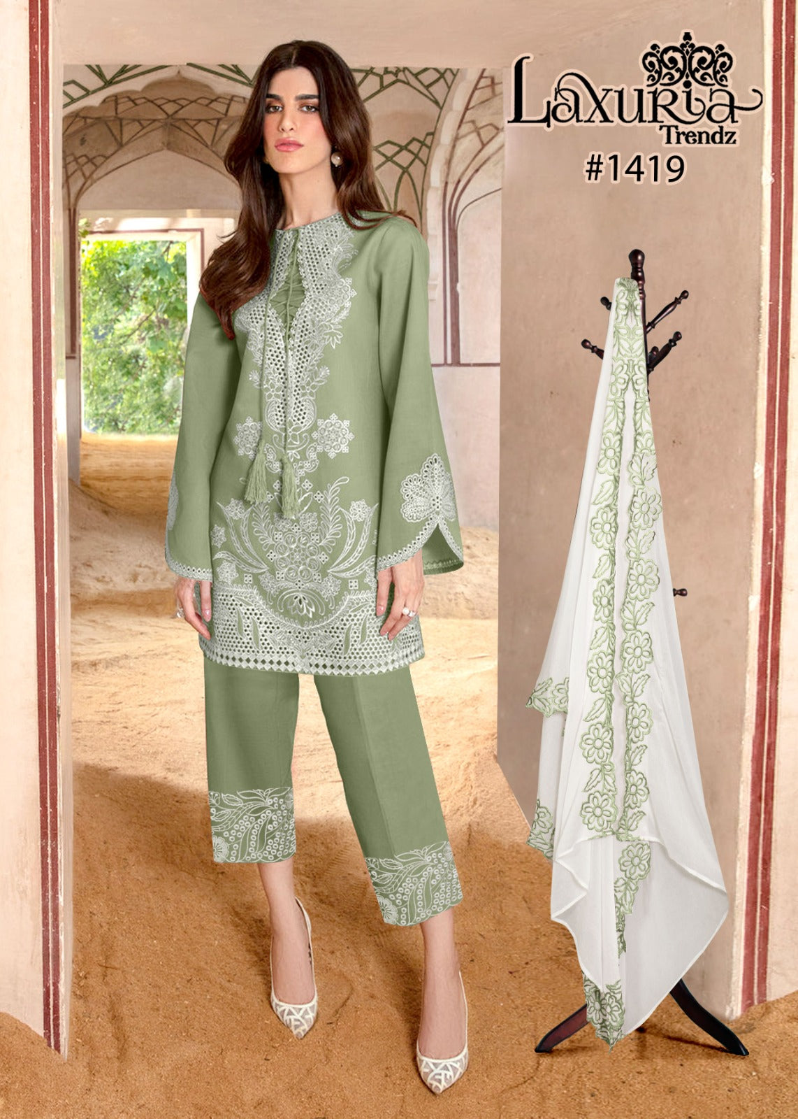 1419 Pista Laxuria Trendz Zam Cotton Pakistani Readymade Suits