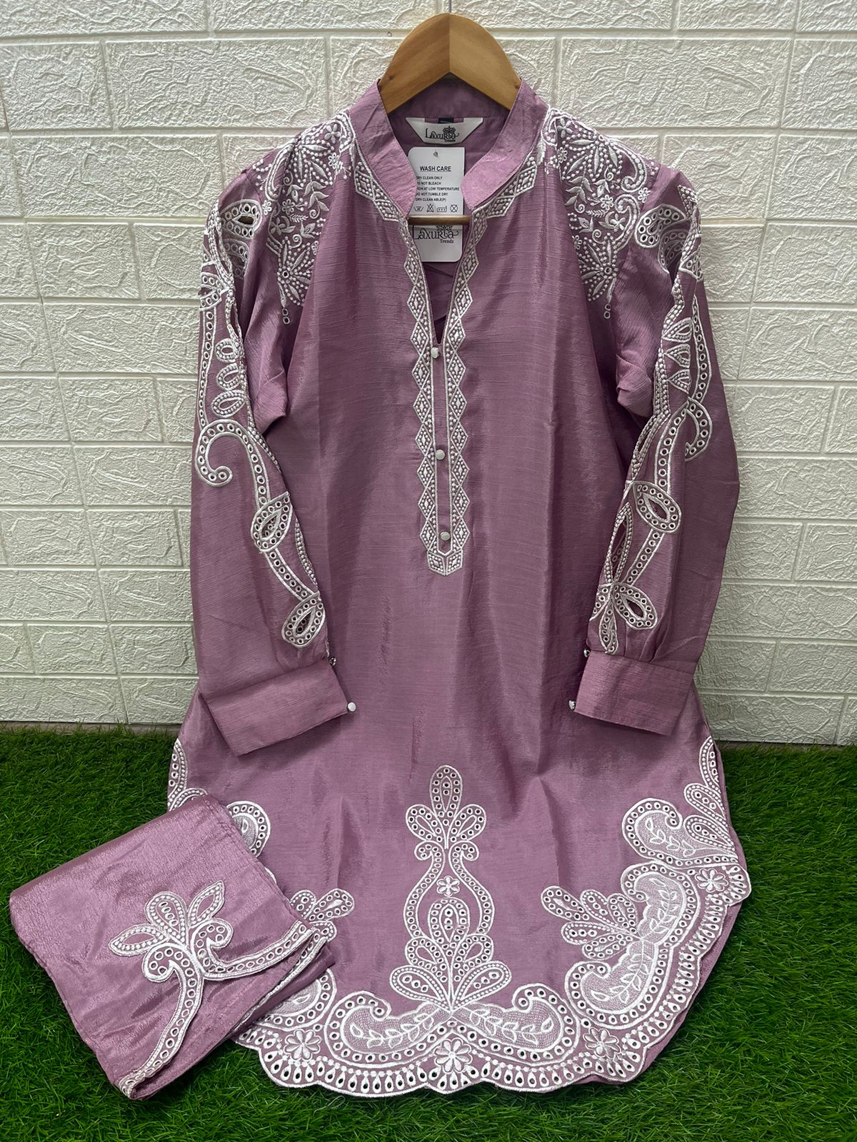 1420 Violet Laxuria Trendz Embroidery Co Ord Set