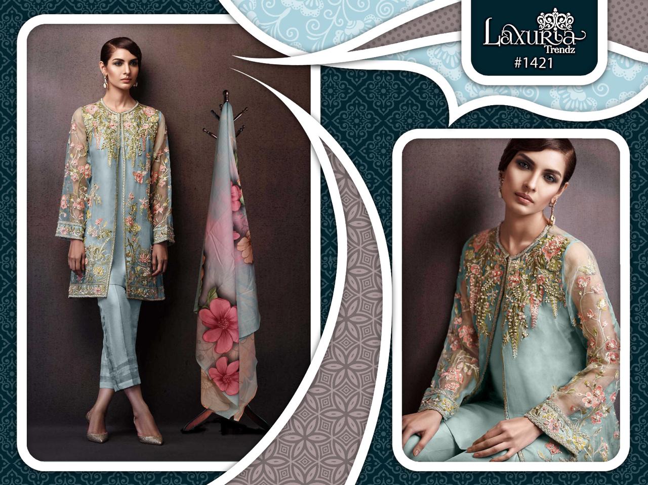 1421 Laxuria Trendz Organza Pakistani Readymade Suits