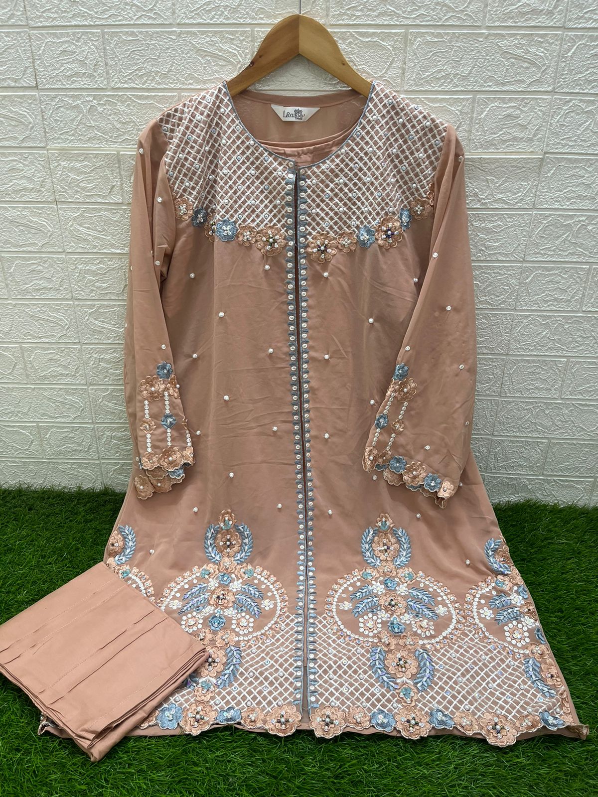 1427 Coffee Laxuria Trendz Handwork Co Ord Set