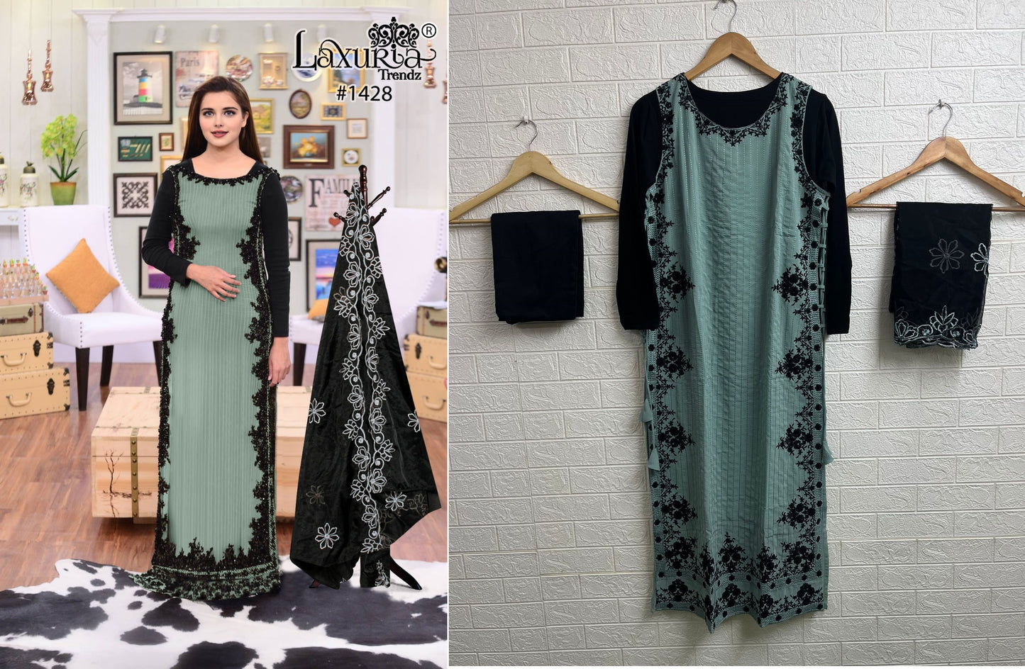 1428 Pista Laxuria Trendz Embroidered Pakistani Readymade Suits