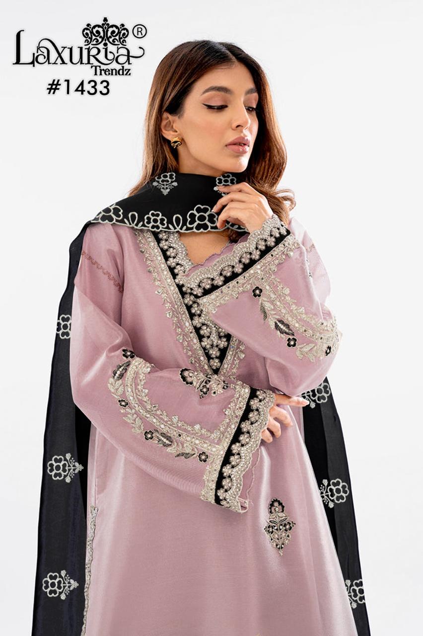 1433 Pink Laxuria Trendz Organza Pakistani Readymade Suits