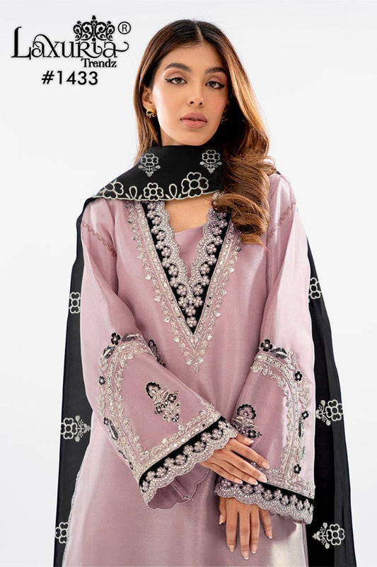 1433 Pink Laxuria Trendz Organza Pakistani Readymade Suits