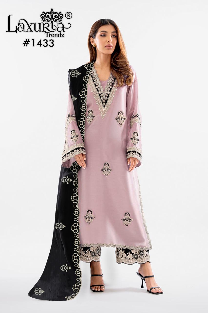 1433 Pink Laxuria Trendz Organza Pakistani Readymade Suits