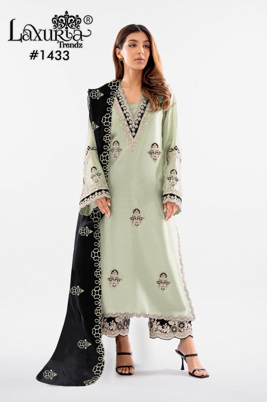 1433 Pista Laxuria Trendz Organza Pakistani Readymade Suits