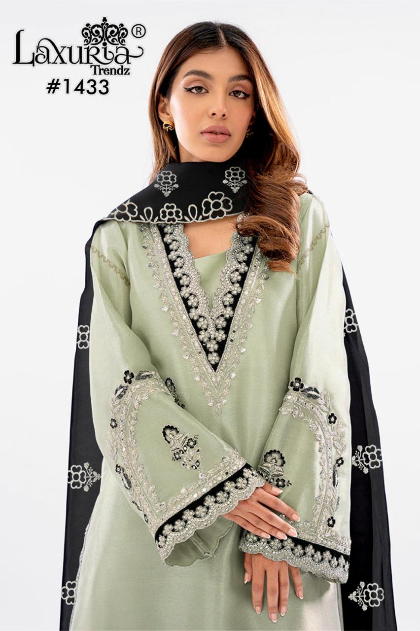 1433 Pista Laxuria Trendz Organza Pakistani Readymade Suits