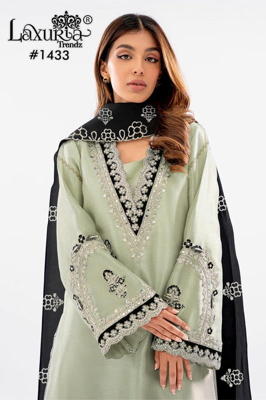 1433 Pista Laxuria Trendz Organza Pakistani Readymade Suits