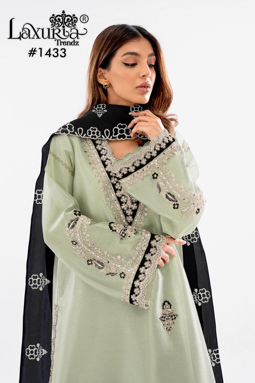 1433 Pista Laxuria Trendz Organza Pakistani Readymade Suits