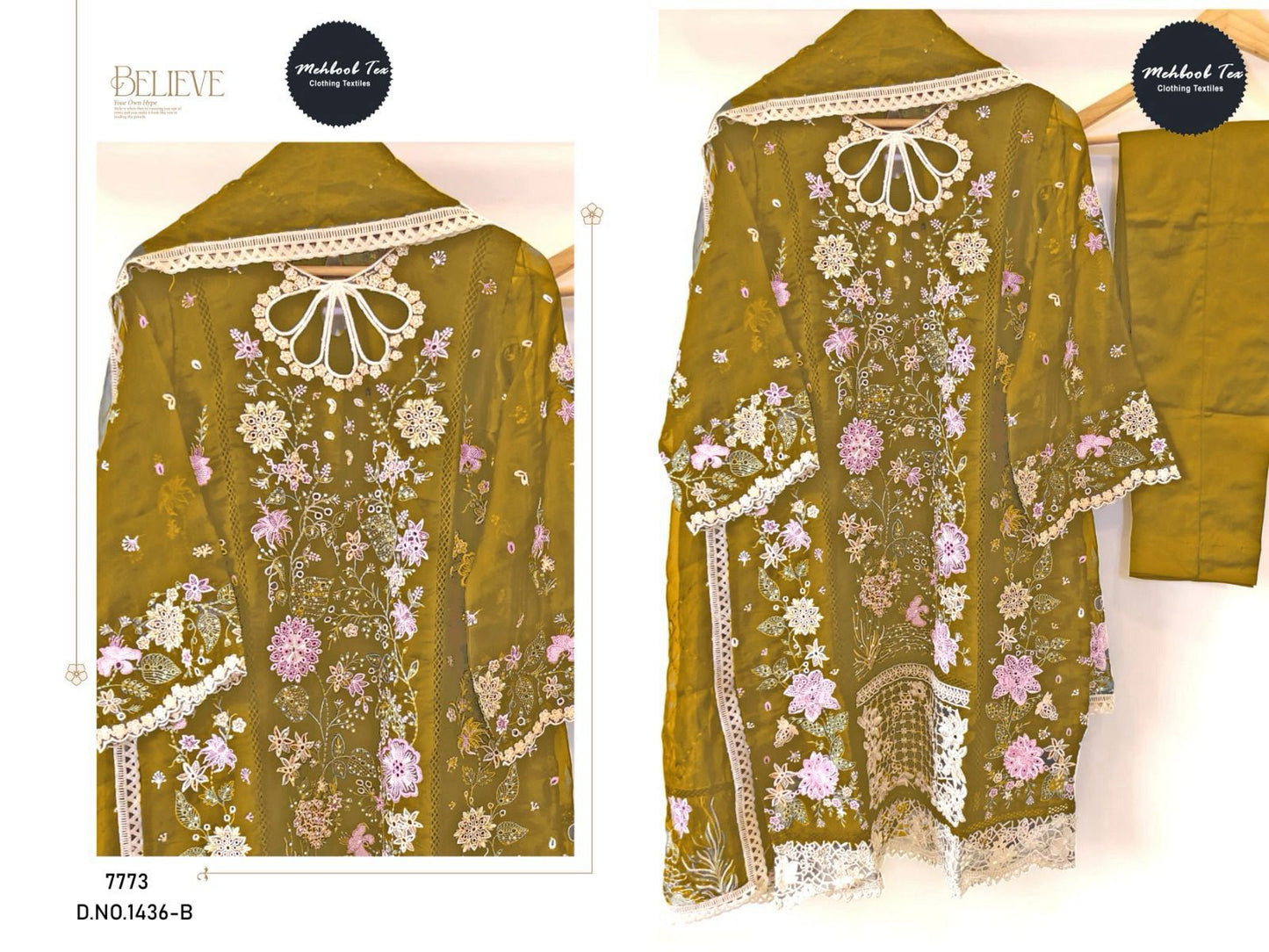 1436-B Mehboob Tex Embroidery Pakistani Salwar Suits