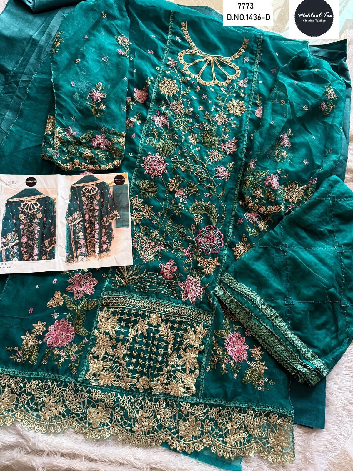 1436-D Mehboob Tex Embroidery Pakistani Salwar Suits