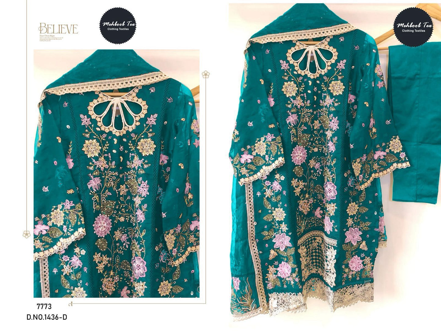 1436-D Mehboob Tex Embroidery Pakistani Salwar Suits