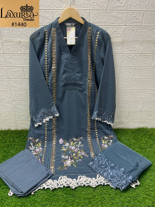 1440 Grey Laxuria Trendz Embroidered Pakistani Readymade Suits