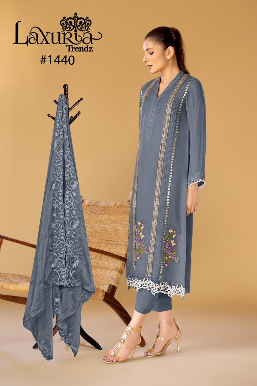 1440 Grey Laxuria Trendz Embroidered Pakistani Readymade Suits