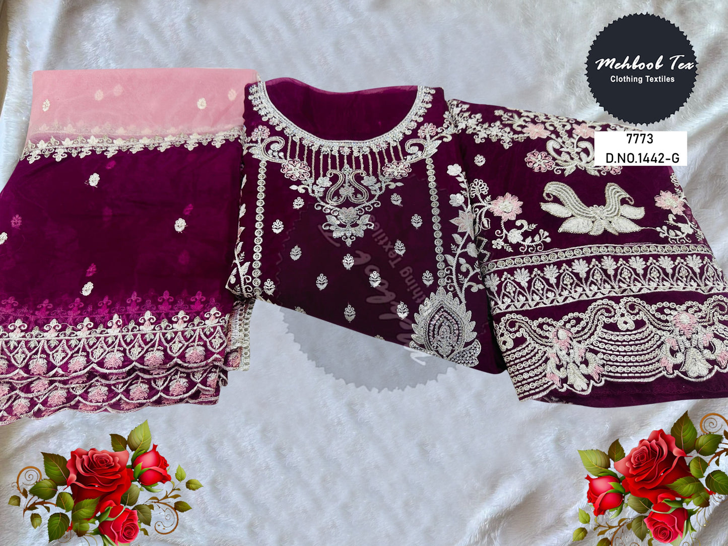 1442G Mehboob Tex Embroidery Work Pakistani Salwar Suits