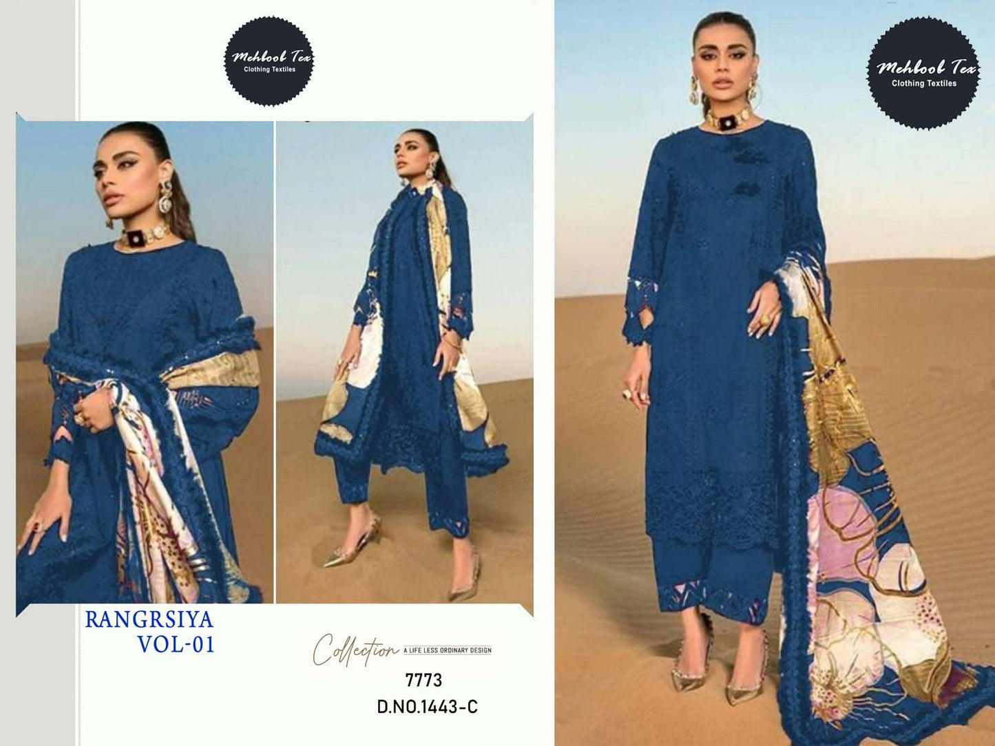 1443C Rangrasiya Vol 1 Mehboob Tex Moti Work Pakistani Salwar Suits
