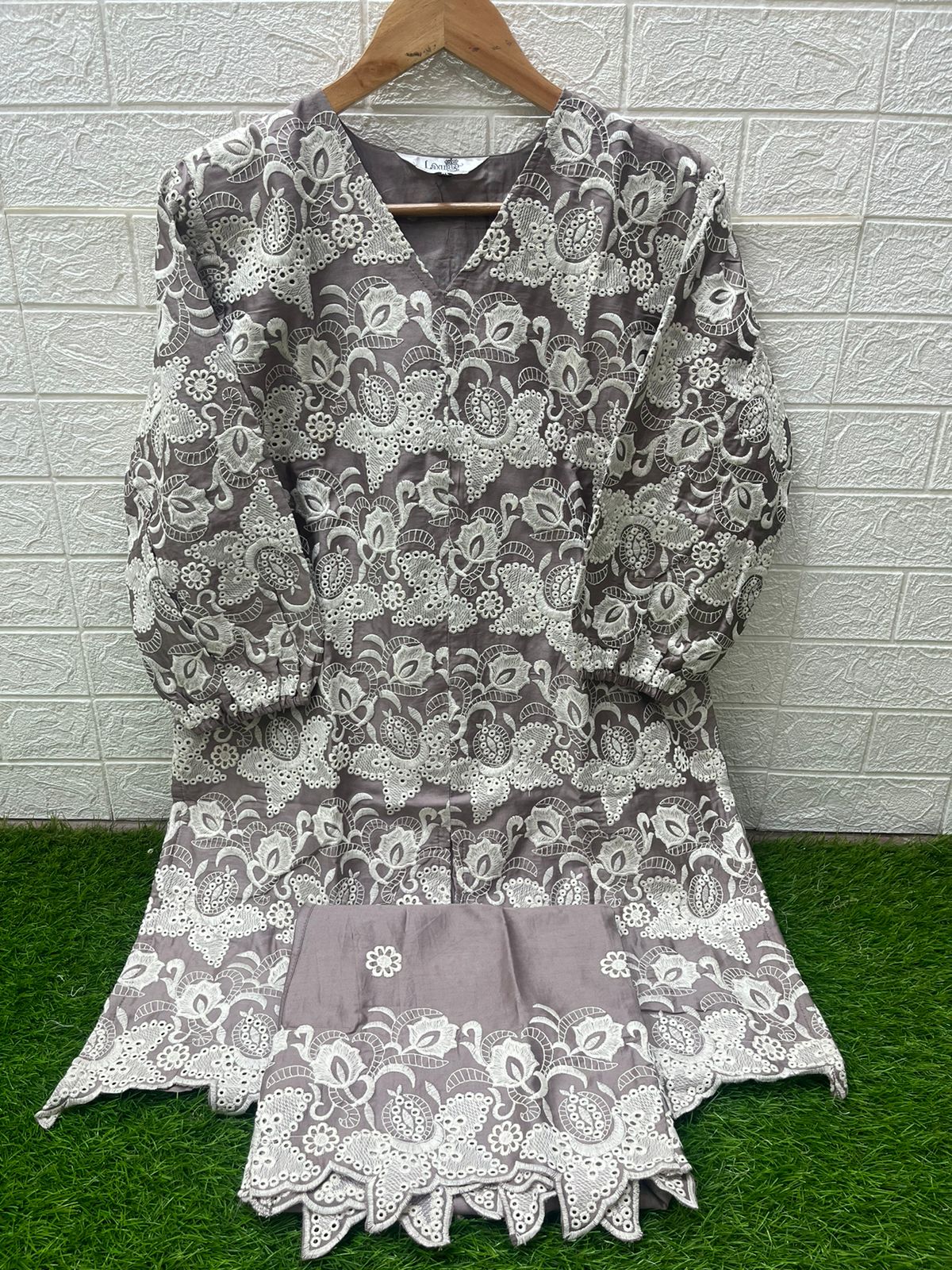 1444 Coffee Laxuria Trendz Embroidery Co Ord Set