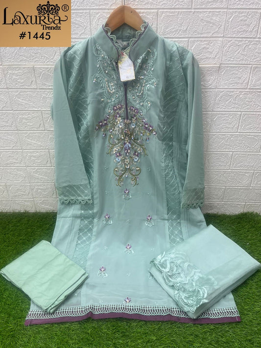 1445 Pista Laxuria Trendz Georgette Pakistani Readymade Suits